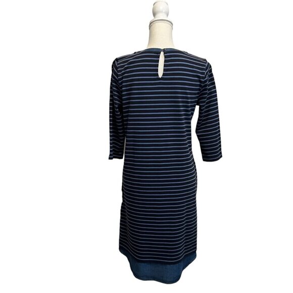 J. Jill Blue Striped French Minimalist Preppy Coastal Casual Shift Dress XS - Picture 2 of 11